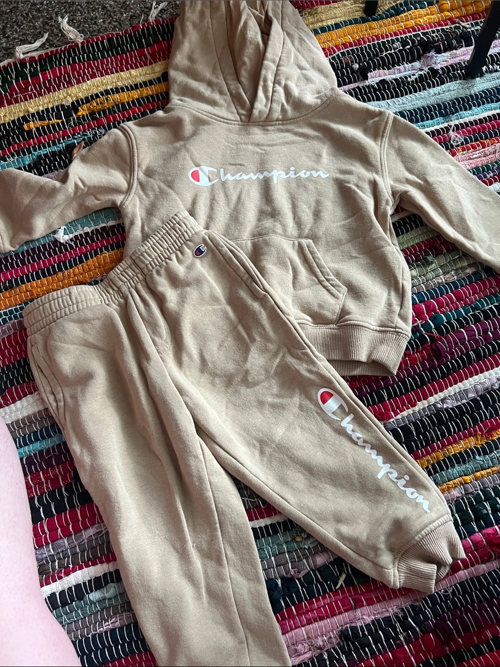 Champion Kids Tan Hoodie & Joggers Set - Beige Co-Ord